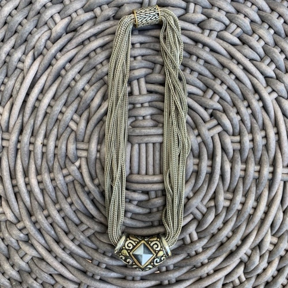 Multi-Strand Gray Statement Necklace - image 2